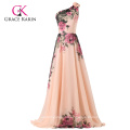 Grace Karin un hombro patrón de impresión floral gasa una línea de vestidos de baile CL7504